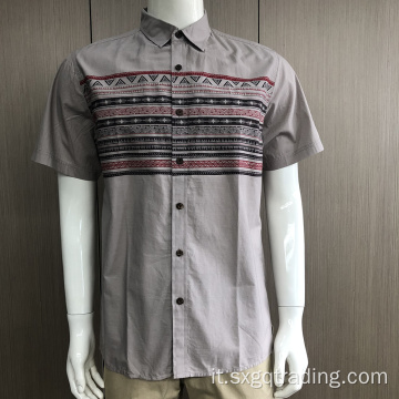 Camicia uomo manica corta 100% cotone con stampa etnica